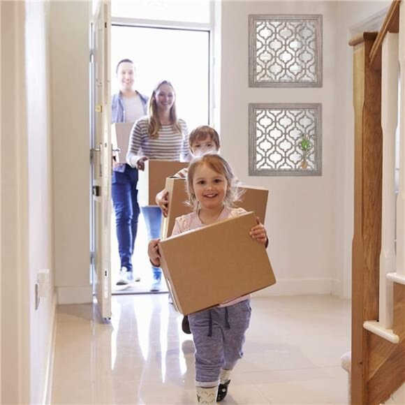 2pcs Set Square Moroccan Cutout Wall Mirror Decor - Picture 5 of 7